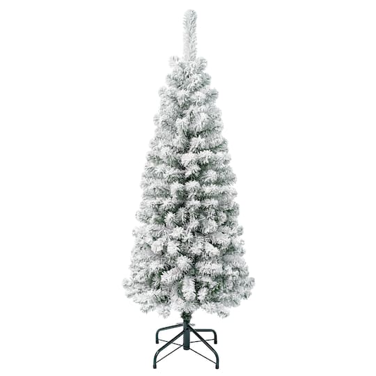 4.5ft. Unlit Acacia Pencil Slim Flocked Artificial Christmas Tree